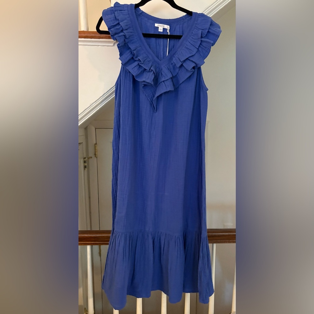Chico's Vibrant Blue Ruffled Maxi Dress